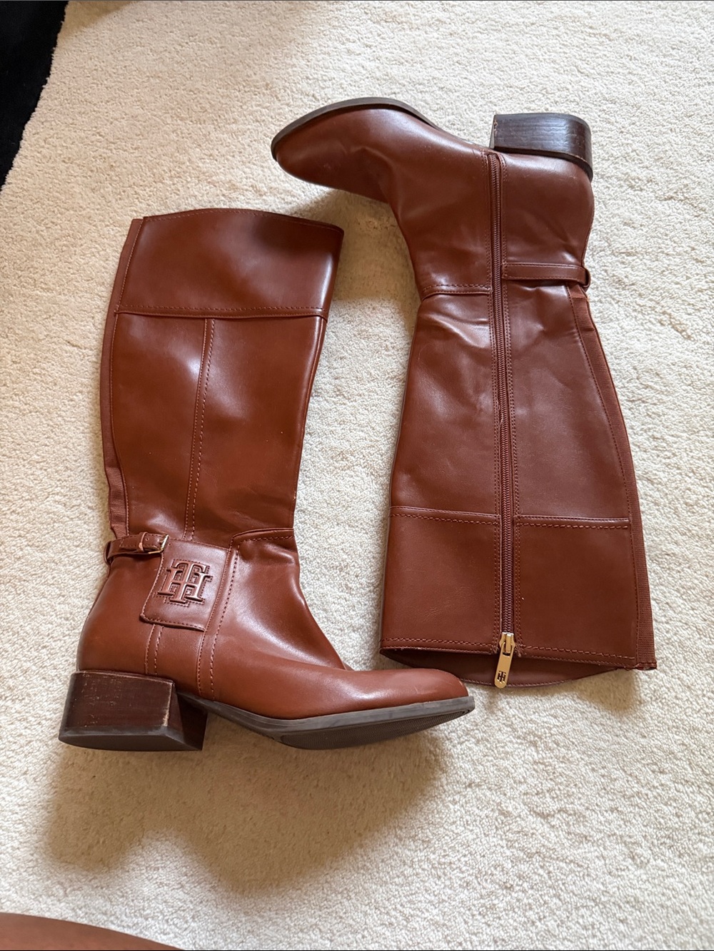 Tommy Hilfiger Chestnut Leather Knee Boots